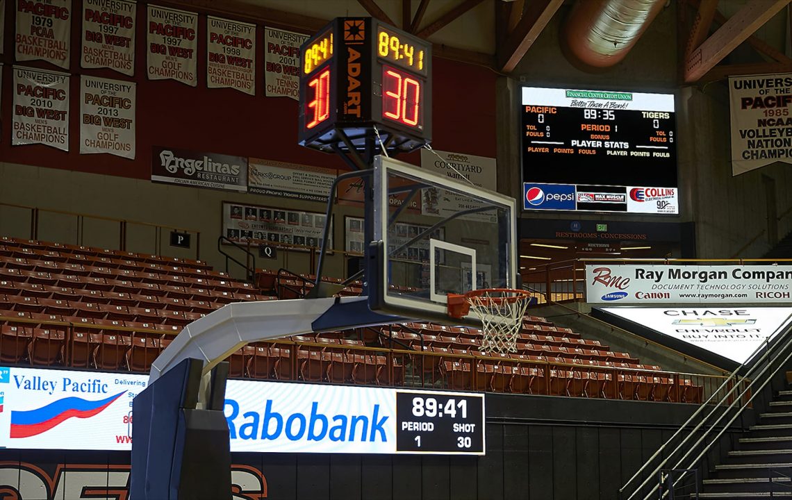 Ad Art Sign Co., AdArt, Full Service Signage, LED Lighting, Digital Signage,Public Works, Basketball Arena Scoreboard, Digital Signage Program, University of the Pacific, UoP, Tigers, ALEX G. SPANOS CENTER, Stockton, CA, Sports Arena,