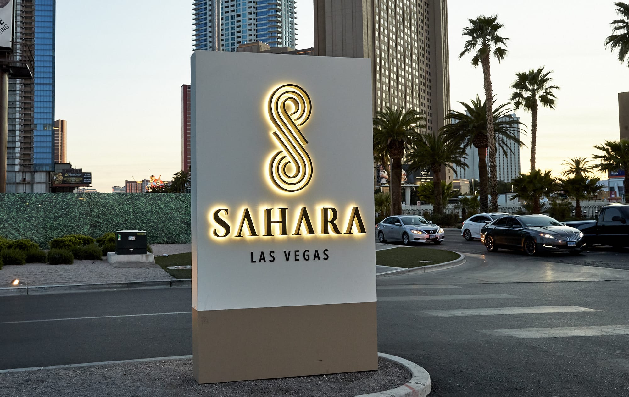 Ad Art Sign Co., AdArt, Full Service Signage, LED Lighting, Digital Signage,Hospitality, Exterior Halo-lit Illuminated Monument, LED Video Display Free Standing Pylon, Exterior Open Face LED Puck Illuminated Letters, The Sahara, Las Vegas, NV