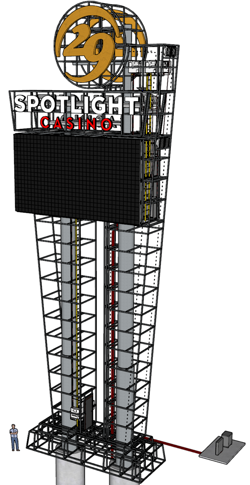3D design of Spotlight 29 Casino pylon sign